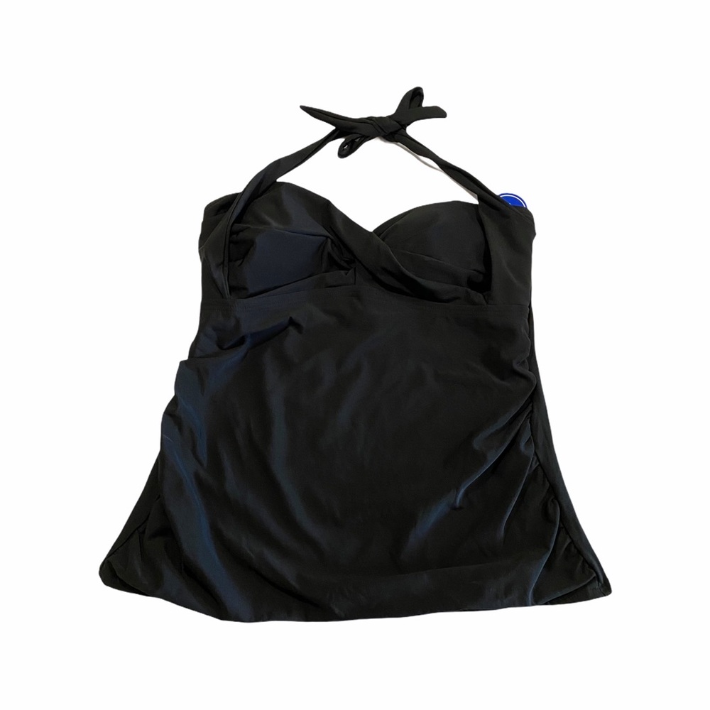 Swimsuits For All Black Halter Tankini Swim Top